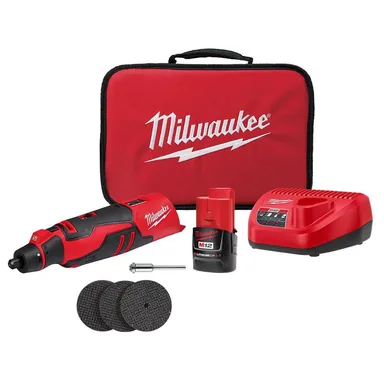 Milwaukee 2525-21, kit: M12 12V Lithium-Ion Cordless Brushless Rotary Tool with (1) 2.0 Ah Battery Pack and Charger