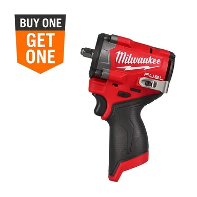 Milwaukee 2562-20, bare tool: M12 FUEL 12V Lithium-Ion Brushless Cordless Stubby 3/8 in. Impact Wrench (Tool-Only)