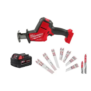 Milwaukee 2719-20-48-11-1850-49-22-1216Y, bundle: M18 FUEL 18V Brushless HACKZALL Recip Saw w/5.0Ah Battery & SAWZALL Blade Set