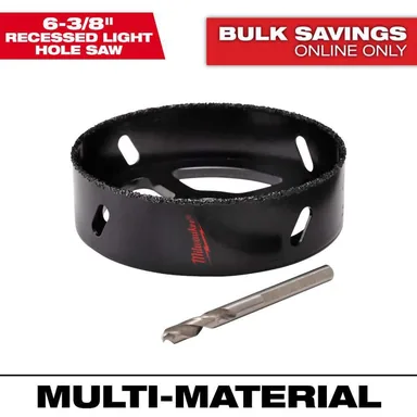 Milwaukee 49-56-0305, accessory: 6-3/8 in. Carbide Recessed Light Hole Saw With Pilot Bit