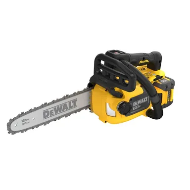 DeWalt DCCS673X1, kit: FLEXVOLT 60V MAX 12 in. Brushless Cordless Top Handle Chainsaw Kit with (1) 3.0 Ah Battery and Charger (photograph from the Home Depot listing)