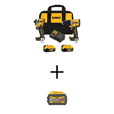 DeWalt DCK2050M2WCB606, bundle: 20V MAX XR Hammer Drill and ATOMIC Impact Driver 2-Tool Cordless Combo Kit with 6Ah Battery (2)4Ah Batteries and Charger