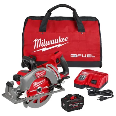 Milwaukee 2930-21HD, kit: M18 FUEL 18V Lithium-Ion Cordless 7-1/4 in. Rear Handle Circular Saw Kit with FORGE 12.0 Ah Battery and Rapid Charger
