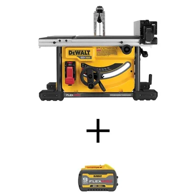 DeWalt DCS7485BWDCB609, bundle: Flexvolt 60-Volt Max Lithium-Ion Cordless Brushless 8-1/4 in. Table Saw Kit with Flexvolt 20/60-Volt Max 9.0Ah Battery