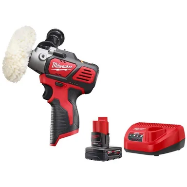 Milwaukee 2438-20-48-59-2440, bundle: M12 12V Lithium-Ion Cordless Variable Speed Polisher/Sander with XC Battery Pack 4.0 Ah and Charger Starter Kit
