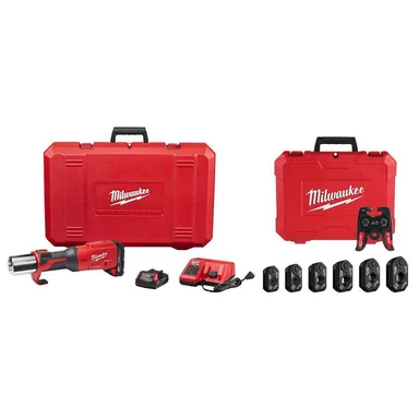 Milwaukee 2922-20-49-16-2661ZX, bundle: M18 18-Volt Lithium-Ion Brushless FORCE LOGIC Press Tool with 1/4 in - 7/8 in ZoomLock MAX ACR Pivoting Press Ring Kit
