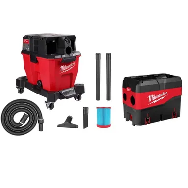 Milwaukee 0920-20-49-90-2200, bundle: M18 FUEL 9 Gal. Cordless Wet/Dry Shop Vacuum with Filter, Hose, Accessories and PACKOUT Compact Debris Separator