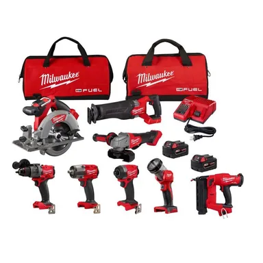 Milwaukee 3697-27-2746-20, bundle: M18 FUEL 18V Lithium-Ion Brushless Cordless Combo Kit with (2) 5.0 Ah Batteries (7-Tool) & 18-Gauge Brad Nailer