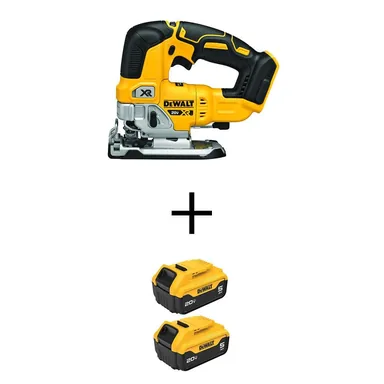 DeWalt DCS334BWCB205-2, bundle: 20V MAX Lithium-Ion Cordless Brushless Jigsaw with (2) 20V MAX Premium Lithium-Ion 5.0 Ah Battery-Packs