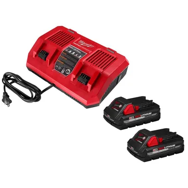 Milwaukee 48-59-1802-48-11-1837, bundle: M18 18-Volt Lithium-Ion Dual Bay Rapid Battery Charger with 3.0Ah Battery Pack (2-Pack)