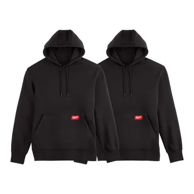 Milwaukee 351B-XL-351B-XL, bundle: Men s X Large Black Midweight Cotton/Polyester Long Sleeve Pullover Hoodie (2-Pack)