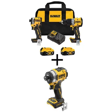 DeWalt DCK2050M2WF860B, bundle: 20-Volt MAX XR Hammer Drill and Atomic Impact Driver 2-Tool Cordless Combo Kit and Impact Driver with two 4 Ah Batteries