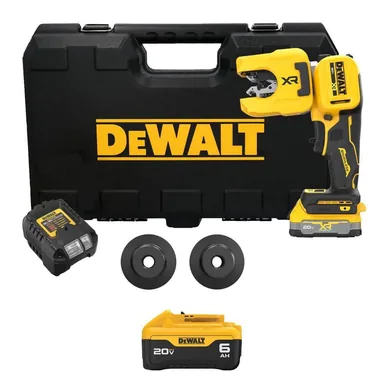 DeWalt DCE154E1WDCB206, bundle: 20V MAX XR Lithium-Ion 1/4 to 1-1/4 in. Copper Tubing Cutter Kit w/ 6 Ah & 1.7 Ah Batteries, Charger & 2-Cutting Wheels
