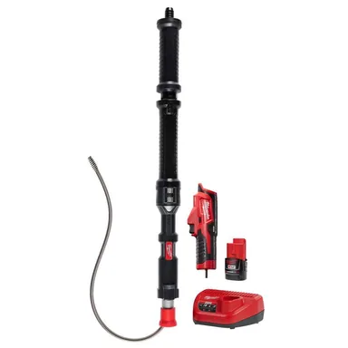 Milwaukee 3574-21, kit: M12 Trap Snake 12V Lithium-Ion Cordless 4 ft. Urinal Auger Drain Cleaning Kit (photograph from the Home Depot listing)
