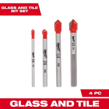 Milwaukee 48-20-8988, accessory: Carbide Glass and Tile Drill Bit Set (4-Pack) (photograph from the Home Depot listing)