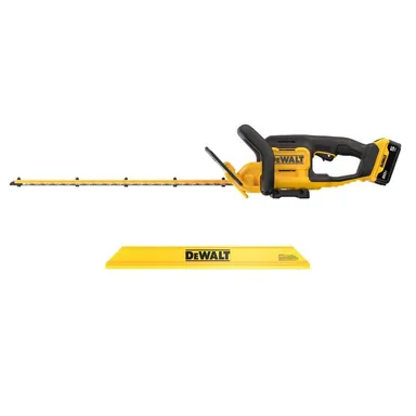 DeWalt DCHT821P1WHT800, bundle: 20V MAX 22 in. Cordless Battery Powered Hedge Trimmer with Hedge Sweep Accessory, 5 Ah Battery Pack and Charger