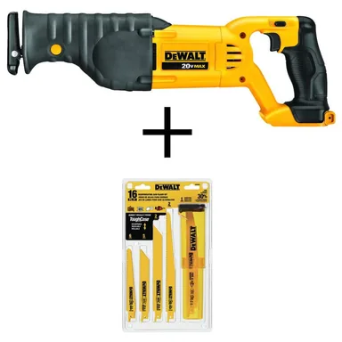 DeWalt DCS380BWDW4899, bundle: 20V MAX Cordless Reciprocating Saw (Tool Only) and Bi-Metal Reciprocating Saw Blade Set (16 Piece)