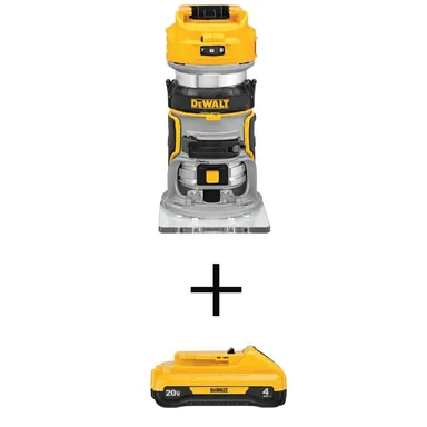 DeWalt DCW600BWDCB240, bundle: 20-Volt MAX XR Cordless Brushless Compact Fixed Base Router with 20-Volt MAX Compact Lithium-Ion 4.0Ah Battery Pack