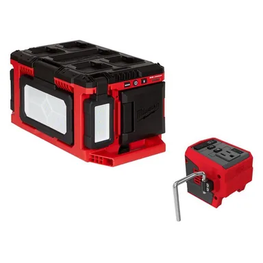 Milwaukee 2357-20-2846-20, bundle: M18 18-Volt Lithium-Ion Cordless PACKOUT 3000 Lumens LED Light with Built-In Charger and M18 Compact Inverter