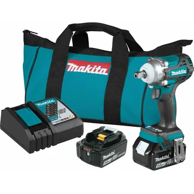 Makita XWT15T, kit: Makita XWT15T 18V LXT Lithium-Ion Brushless Cordless 4-Speed 1/2" Sq. Drive Impact Wrench Kit w/ Detent Anvil (5.0Ah)
