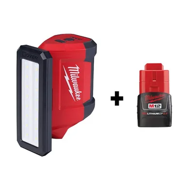 Milwaukee 2367-20-48-11-2420, bundle: M12 ROVER 12-Volt Lithium-Ion Service and Repair 700 Lumens Flood Light with USB Charging with 2.0Ah Battery