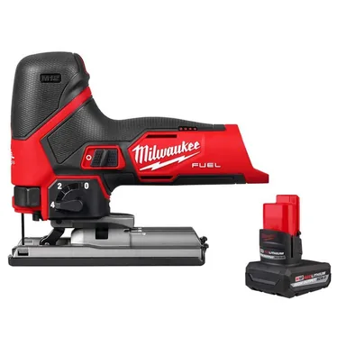 Milwaukee 2545-20-48-11-2450, bundle: M12 12V Fuel Lithium-Ion Cordless Jig Saw with M12 XC High Output 5.0 Ah Battery Pack