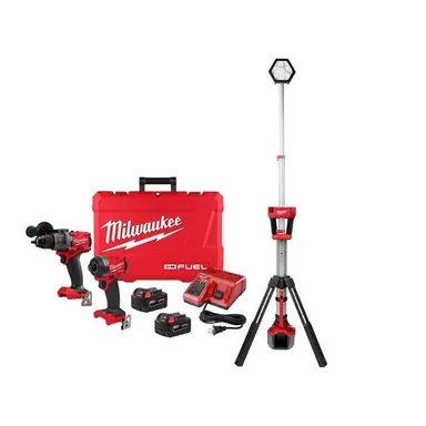 Milwaukee 3697-22-2131-20, bundle: M18 FUEL 18-Volt Lithium-Ion Brushless Cordless Hammer Drill and Impact Driver Combo Kit (2-Tool) with Stand Light