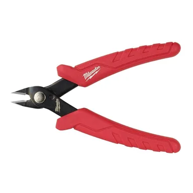 Milwaukee 48-22-6105, unpowered: 5 in. Mini Flush Cutting Pliers with Comfort Grip (photograph from the Home Depot listing)