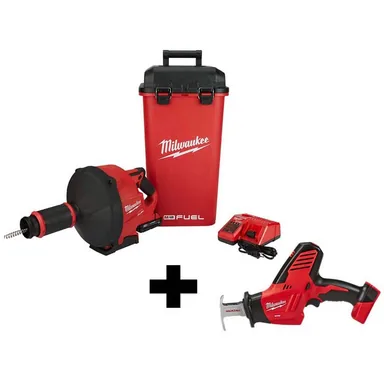 Milwaukee 2772A-21-2625-20, bundle: M18 FUEL 18V Lithium-Ion Cordless Drain Cleaning Snake Auger Kit with M18 HACKZALL Reciprocating Saw