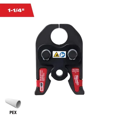 Milwaukee 49-16-2655C, accessory: 1-1/4 in. PEX Crimp Jaw for M18 FORCE LOGIC Press Tool (photograph from the Home Depot listing)