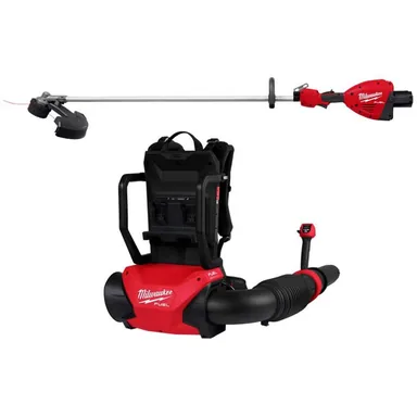 Milwaukee 3009-20-3006-20, bundle: M18 FUEL 18V Brushless Cordless Dual Battery Backpack Blower w/Dual Battery Straight Shaft String Trimmer (2-Tool)