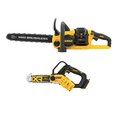DeWalt DCCS670T1WS623B, bundle: FLEXVOLT 60V MAX 16 in. Brushless Cordless Chainsaw Kit with (1) 2.0 Ah Battery and Charger w/20V 8 in. Pruning Saw