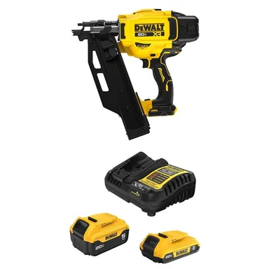 DeWalt DCN920BWB225-2C, bundle: 20V Lithium-Ion 3-1/2 in. 21˚ Cordless Framing Nailer with 20-Volt MAX 5.0 Ah and 2.0 Ah Batteries and Charger