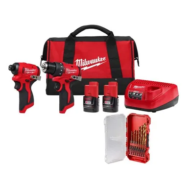 Milwaukee 3494-22-48-89-4670, bundle: M12 12-Volt Lithium-Ion Brushless Cordless Subcompact Drill and Impact Driver Combo Kit w/ 15 Pc Bit Set (2-Tool)