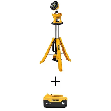 DeWalt DCL079BW205, bundle: 20V MAX 4000-Lumen LED Tripod Light and (1) 20V 5.0Ah Battery