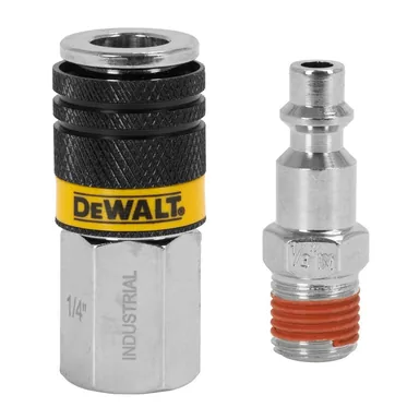 DeWalt DXCM036-0229, accessory: 1/4 in. NPT Industrial Coupler and Plug, Includes: 1-Female Coupler and 1-Male Plug