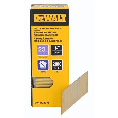 DeWalt DWPN23075, accessory: 3/4 in. x 23-Gauge Bright Finish Pin Nail (2000-Pack)