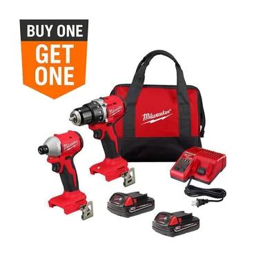 Milwaukee 3692-22CT, kit: M18 18V Lithium-Ion Brushless Cordless Compact Drill/Impact Combo Kit (2-Tool) w/(2) 2.0 Ah Batteries, Charger & Bag