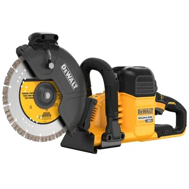 DeWalt DCS692X2, kit: FLEXVOLT 60V MAX Cordless 9 in. Cutoff Saw and (2) FLEXVOLT 9.0Ah Batteries (photograph from the Home Depot listing)