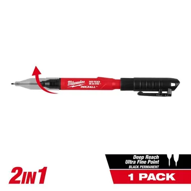 Milwaukee 48-22-3152, accessory: INKZALL 2-in-1 Deep Reach Ultra Fine Point Black Jobsite Permanent Marker
