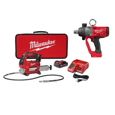 Milwaukee 2646-21CT-2867-20, bundle: M18 18V Lithium-Ion Cordless Grease Gun 2-Speed w/ (1) 1. 5Ah Batteries, Charger, Tool Bag, & 1 in. Impact Wrench