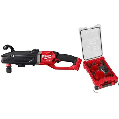 Milwaukee 2811-20-49-56-9295, bundle: M18 FUEL 18-Volt Lithium-Ion Brushless Cordless GEN 2 SUPER HAWG 7/16 in. Right Angle Drill w/9pc PACKOUT Hole Saw Kit