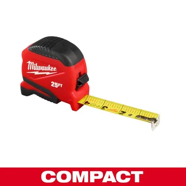 Milwaukee 48-22-1725, accessory: 25 ft. Compact Tape Measure with Fractional Scale