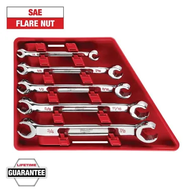 Milwaukee 48-22-9470, unpowered: Double End SAE Flare Nut Wrench Set (5-Piece)