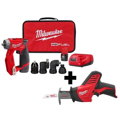 Milwaukee 2505-22-2420-20, bundle: M12 FUEL 12V Lithium-Ion Brushless Cordless 4-in-1 Installation 3/8 in. Drill Driver Kit with M12 HACKZALL