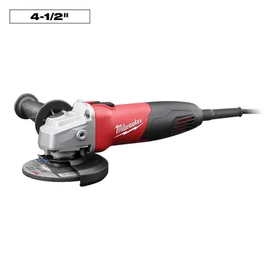 Milwaukee 6130-33, kit: 7 Amp Corded 4-1/2 in. Small Angle Grinder with Sliding Lock-On Switch (photograph from the Home Depot listing)