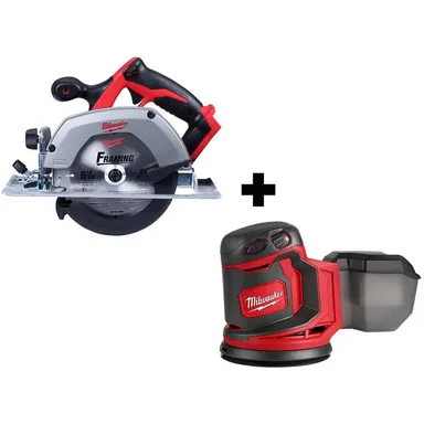 Milwaukee 2630-20-2648-20, bundle: M18 18V Lithium-Ion Cordless 6-1/2 in. Circular Saw with M18 5 in. Random Orbit Sander