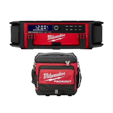 Milwaukee 2950-20-48-22-8302, bundle: M18 Lithium-Ion Cordless PACKOUT Radio/Speaker with Built-In Charger w/15.75 in. PACKOUT Cooler Bag