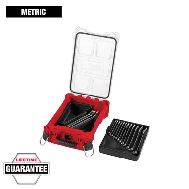 Milwaukee 48-22-9483, unpowered: Metric Combination Wrench Set with PACKOUT Compact Organizer (15-Piece)