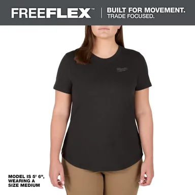Milwaukee F452B-L, unpowered: Women's Large Black FREEFLEX Short Sleeve Hybrid Work T-Shirt
